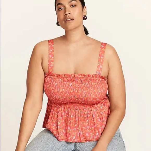 J Crew Smocked featherweight satin tank top, BNWT,  size M - Picture 1 of 10